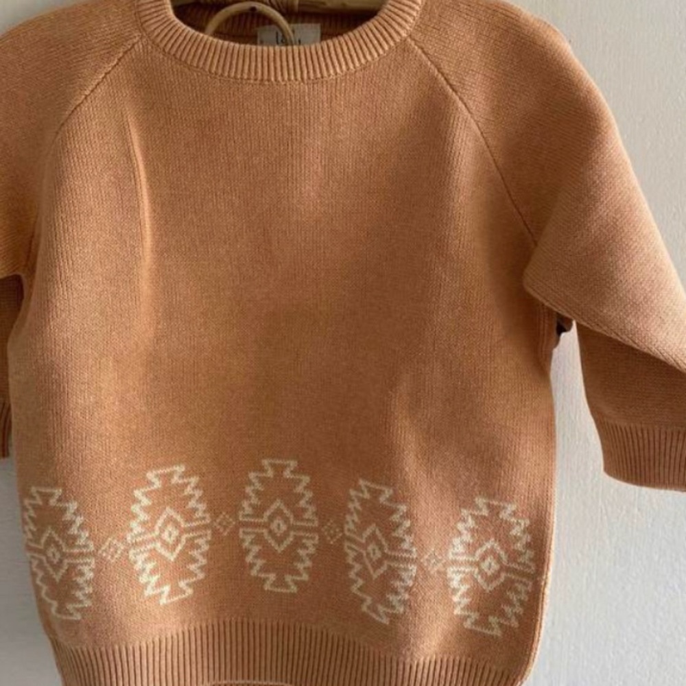 Apricot Orange geo sweater
